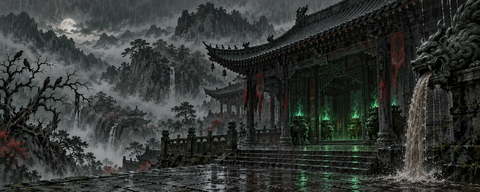 雨夜裡的玄元宗後山洗骨堂,獸爐燃著暗綠火光
